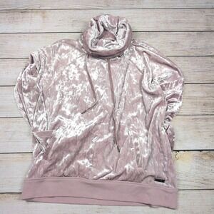 Betsey‎ Johnson Performance Pullover Hoodie pink Velvet Cowl slouch Neck XL